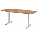 Bureau à hauteur réglable électriquement XMST 22 S en noyer avec piètement blanc de hjh OFFICE PRO