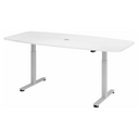 Bureau à hauteur réglable électriquement XMST 22 S en blanc avec passe-câbles de hjh OFFICE PRO