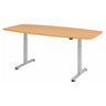 Bureau à hauteur réglable électriquement XMST 22 S en hêtre avec structure argentée de hjh OFFICE PRO