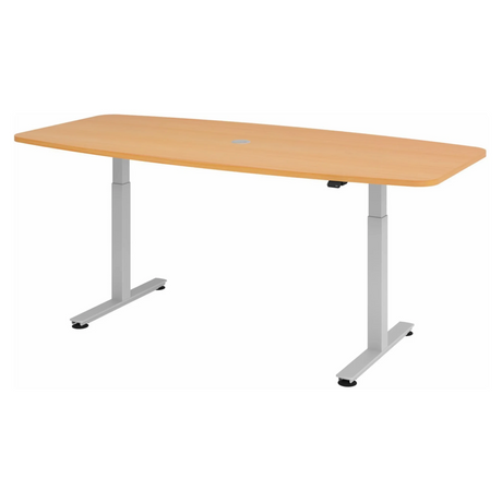 Bureau à hauteur réglable électriquement XMST 22 S en hêtre avec structure argentée de hjh OFFICE PRO