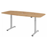 Bureau à hauteur réglable électriquement XMST 22 S en chêne rustique avec piètement argenté de hjh OFFICE PRO