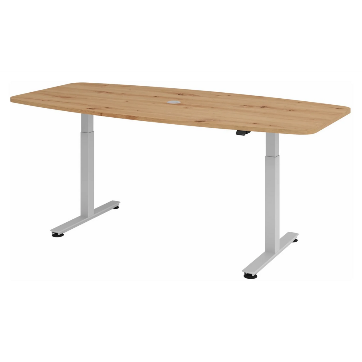 Bureau à hauteur réglable électriquement XMST 22 S en chêne rustique avec piètement argenté de hjh OFFICE PRO