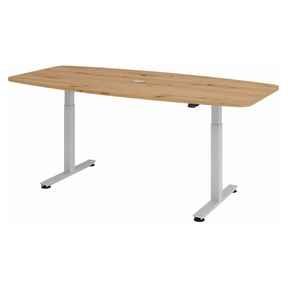 Bureau à hauteur réglable électriquement XMST 22 S en chêne rustique avec piètement argenté de hjh OFFICE PRO
