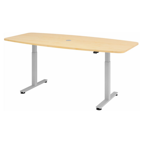 Bureau à hauteur réglable électriquement XMST 22 S en érable avec structure argentée de hjh OFFICE PRO