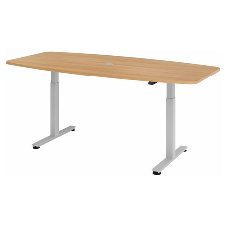Bureau réglable électriquement en hauteur XMST 22 S en chêne avec structure argentée de hjh OFFICE PRO