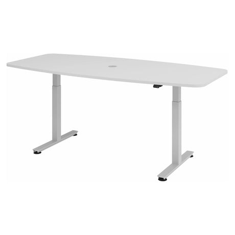 Bureau à hauteur réglable électriquement XMST 22 S en gris avec passe-câbles de hjh OFFICE PRO
