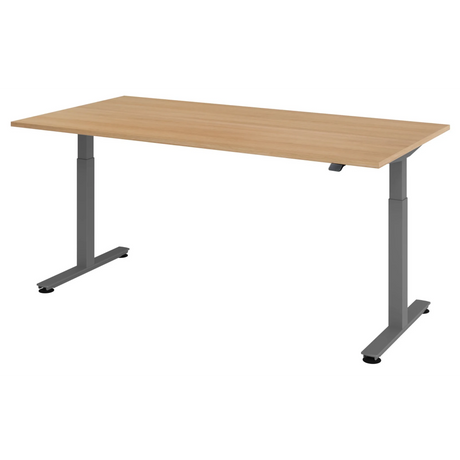 Bureau à hauteur réglable électriquement XMST 2E G en chêne avec pieds gris de hjh OFFICE PRO