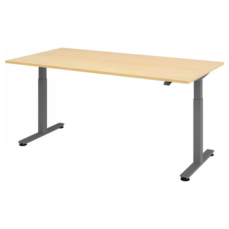 Bureau à hauteur réglable électriquement XMST 2E G en érable avec pieds gris de hjh OFFICE PRO