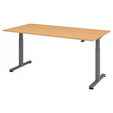 Bureau à hauteur réglable électriquement XMST 2E G en hêtre avec piètement gris foncé de hjh OFFICE PRO