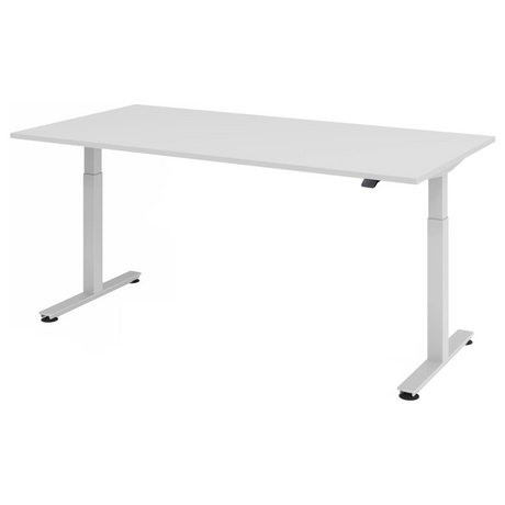 Bureau à hauteur réglable électriquement XMST 2E S en gris avec un grand plateau de hjh OFFICE PRO