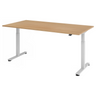 Bureau réglable en hauteur électriquement XMST 2E S en chêne avec piètement blanc de hjh OFFICE PRO