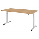 Bureau réglable en hauteur électriquement XMST 2E S en chêne avec piètement blanc de hjh OFFICE PRO