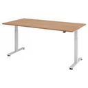 Bureau à hauteur réglable électriquement XMST 2E S aspect noyer avec structure blanche de hjh OFFICE PRO
