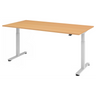 Bureau à hauteur réglable électriquement XMST 2E S en hêtre avec piètement blanc de hjh OFFICE PRO