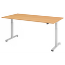 Bureau à hauteur réglable électriquement XMST 2E S en hêtre avec piètement blanc de hjh OFFICE PRO