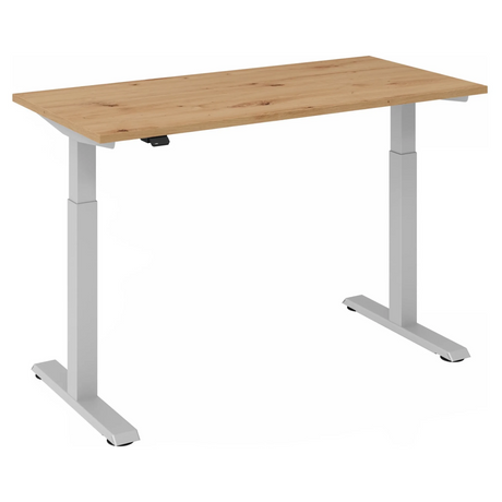 Bureau à hauteur réglable électriquement XMST 614 S en chêne rustique et argent de hjh OFFICE PRO