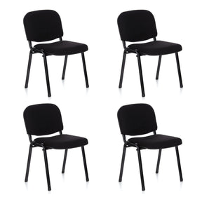 Quatre chaises à quatre pieds noires XT 600 avec assise et dossier rembourrés de hjh OFFICE