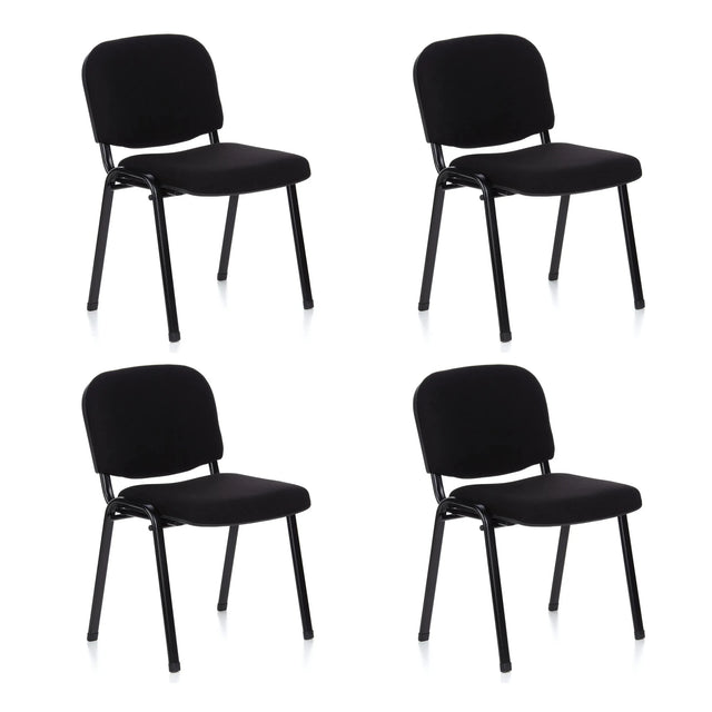 Quatre chaises à quatre pieds noires XT 600 avec assise et dossier rembourrés de hjh OFFICE