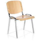 Chaise à quatre pieds XT 600 C H en hêtre clair avec structure métallique chromée et accoudoirs de hjh OFFICE