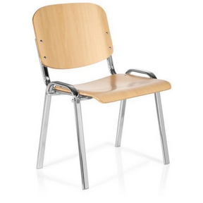 Chaise à quatre pieds XT 600 C H en hêtre clair avec structure métallique chromée et accoudoirs de hjh OFFICE