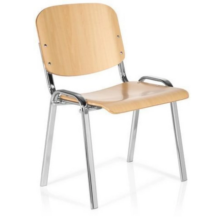 Chaise à quatre pieds XT 600 C H en hêtre clair avec structure métallique chromée et accoudoirs de hjh OFFICE