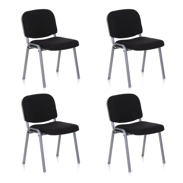 Lot de quatre chaises à quatre pieds XT 600 S avec housse noire et structure argentée de hjh OFFICE