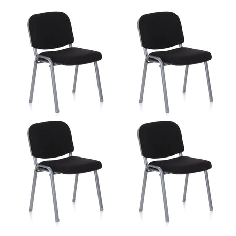 Lot de quatre chaises à quatre pieds XT 600 S avec housse noire et structure argentée de hjh OFFICE