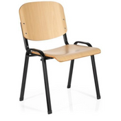 Chaise à quatre pieds XT 600 SW H en bois de hêtre clair avec structure en métal noir de hjh OFFICE