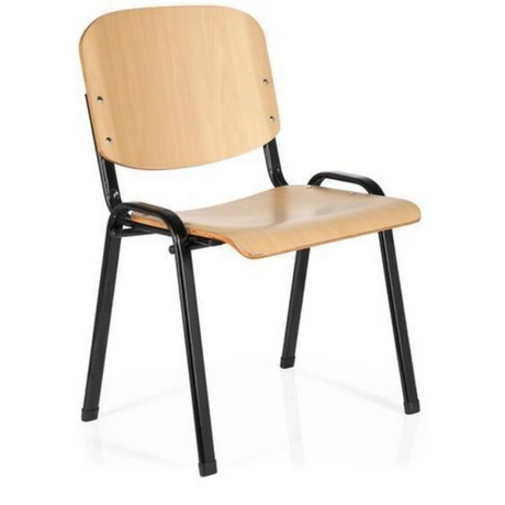 Chaise à quatre pieds XT 600 SW H en bois de hêtre clair avec structure en métal noir de hjh OFFICE