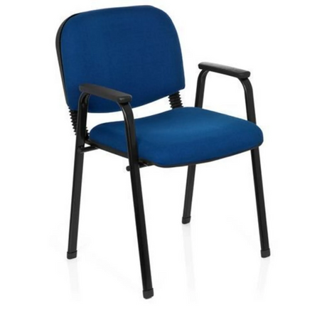 Chaise à quatre pieds XT 650 bleue avec accoudoirs et structure noirs de hjh OFFICE
