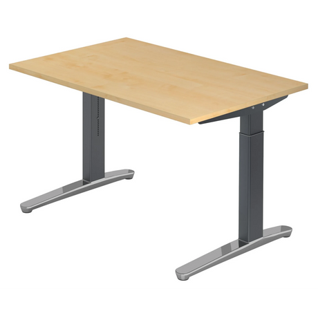 Bureau réglable en hauteur XTRA XB 12 GC aspect érable avec piètement gris de hjh OFFICE PRO