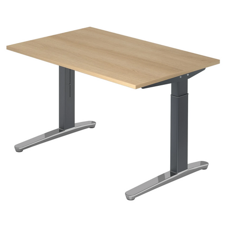 Bureau réglable en hauteur XTRA XB 12 GC aspect chêne avec structure gris foncé de hjh OFFICE PRO