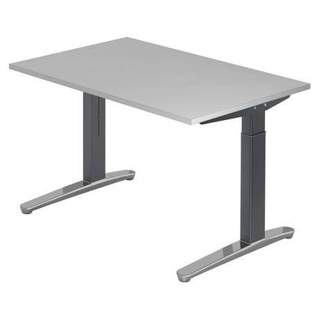 Bureau réglable en hauteur XTRA XB 12 GC en gris avec piètement en T de hjh OFFICE PRO