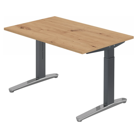 Bureau réglable en hauteur XTRA XB 12 GC en chêne noueux avec cadre gris de hjh OFFICE PRO