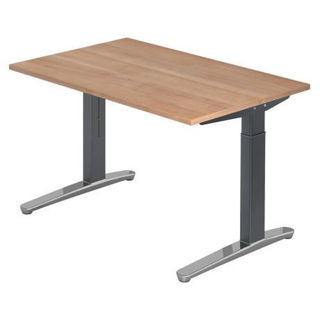 Bureau réglable en hauteur XTRA XB 12 GC effet noyer avec pieds gris de hjh OFFICE PRO