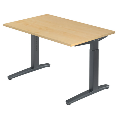 Bureau réglable en hauteur XTRA XB 12 GG en érable avec piètement gris foncé de hjh OFFICE PRO