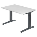 Bureau réglable en hauteur XTRA XB 12 GG avec plateau blanc et structure gris foncé de hjh OFFICE PRO