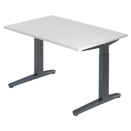 Bureau réglable en hauteur XTRA XB 12 GG avec plateau blanc et structure gris foncé de hjh OFFICE PRO