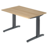 Bureau réglable en hauteur XTRA XB 12 GG avec plateau en chêne clair et piètement anthracite de hjh OFFICE PRO