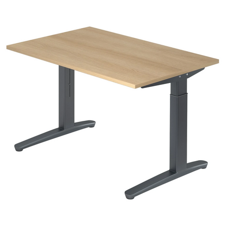 Bureau réglable en hauteur XTRA XB 12 GG avec plateau en chêne clair et piètement anthracite de hjh OFFICE PRO