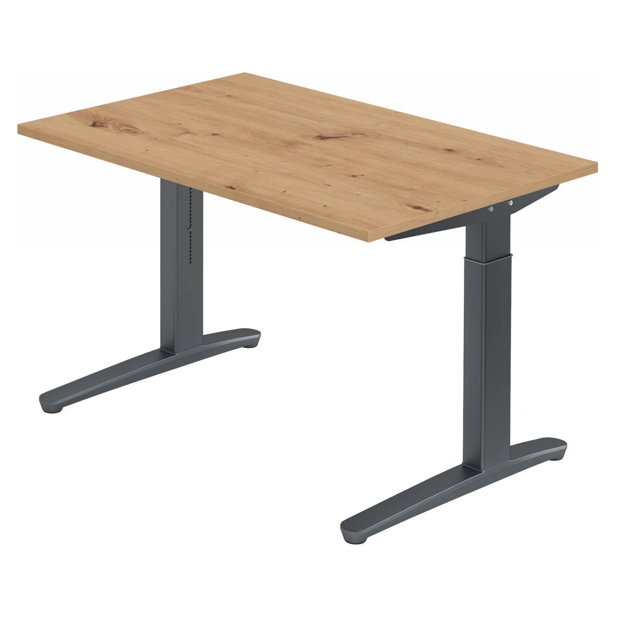 Bureau réglable en hauteur XTRA XB 12 GG en chêne rustique avec piètement gris foncé de hjh OFFICE PRO