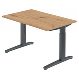 Bureau réglable en hauteur XTRA XB 12 GG en chêne rustique avec piètement gris foncé de hjh OFFICE PRO