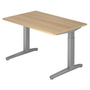 Bureau réglable en hauteur XTRA XB 12 SS effet chêne avec pieds en T gris de hjh OFFICE PRO