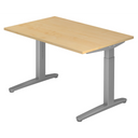 Bureau réglable en hauteur XTRA XB 12 SS aspect érable avec pieds en métal gris de hjh OFFICE PRO