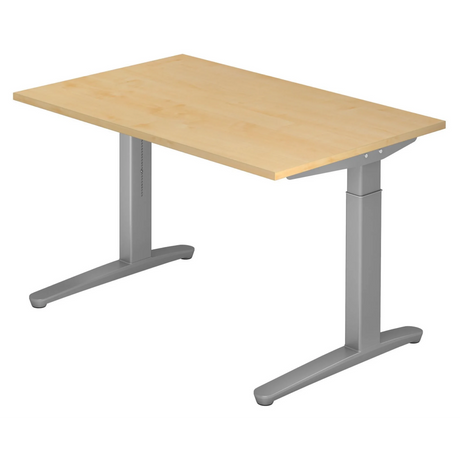 Bureau réglable en hauteur XTRA XB 12 SS aspect érable avec pieds en métal gris de hjh OFFICE PRO