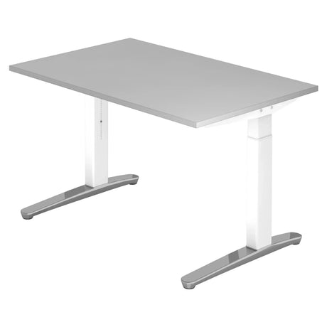 Bureau réglable en hauteur XTRA XB 12 WC en gris avec structure blanche de hjh OFFICE PRO
