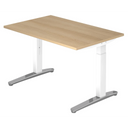 Bureau réglable en hauteur XTRA XB 12 WC en chêne avec pieds blancs de hjh OFFICE PRO