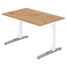 Bureau réglable en hauteur XTRA XB 12 WC avec plateau en chêne rustique et piètement blanc de hjh OFFICE PRO
