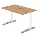 Bureau réglable en hauteur XTRA XB 12 WC avec plateau en chêne rustique et piètement blanc de hjh OFFICE PRO