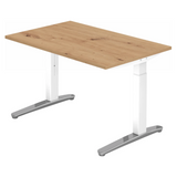 Bureau réglable en hauteur XTRA XB 12 WC avec plateau en chêne rustique et piètement blanc de hjh OFFICE PRO